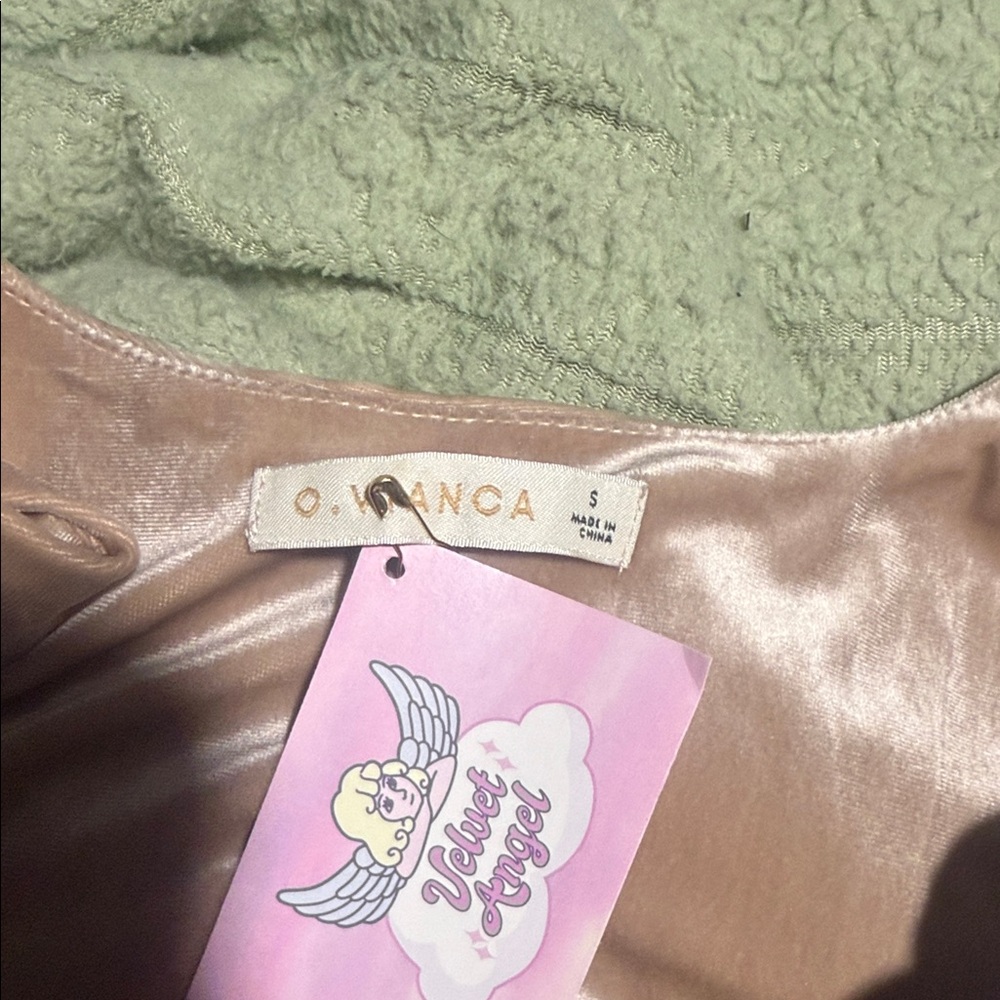 Elegant Velvet Mini Dress in Blush Pink - Picture 2 of 4